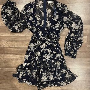 Navy deep plunge mini dress. Selfie Leslie. NWOT. Medium.